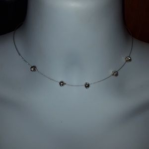 Rhinestone wire ball link necklace new